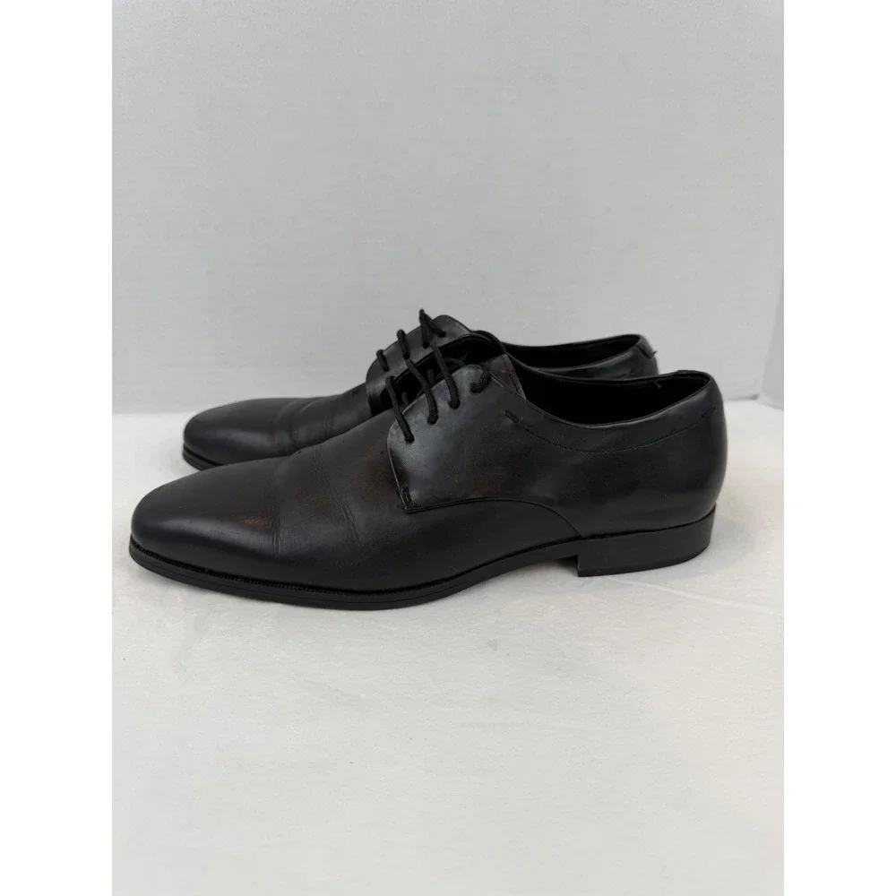 Steve Madden P-Quilt Mens Black‎ Leather Derby Dress Shoes Size 9.5 M Lace Up